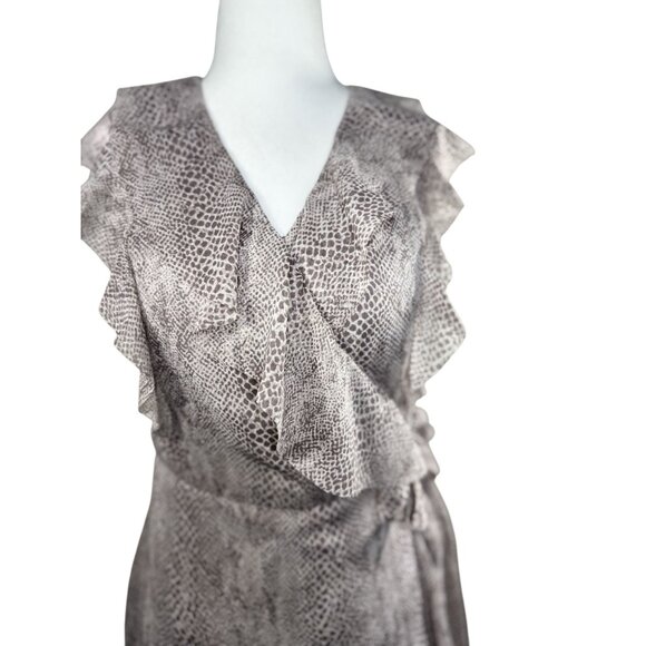 NEW Banana Republic Size 2 W Animal Print Chiffon Ruffle Sleeveless Wrap Maxi - Picture 15 of 16